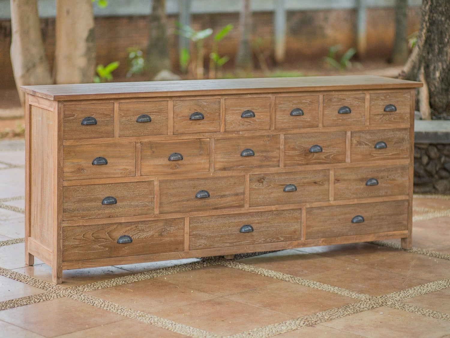 Teak dressoir 19 lades oud hout