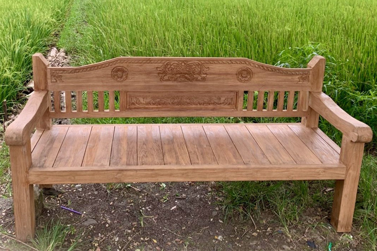 Teakholz Loungebank Carving 220cm