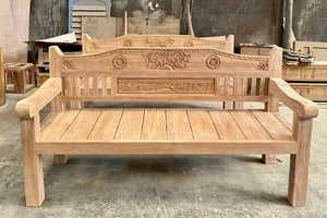 Teakholz Loungebank Carving 220cm