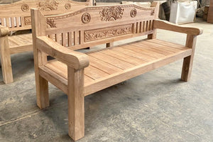 Teakholz Loungebank Carving 220cm