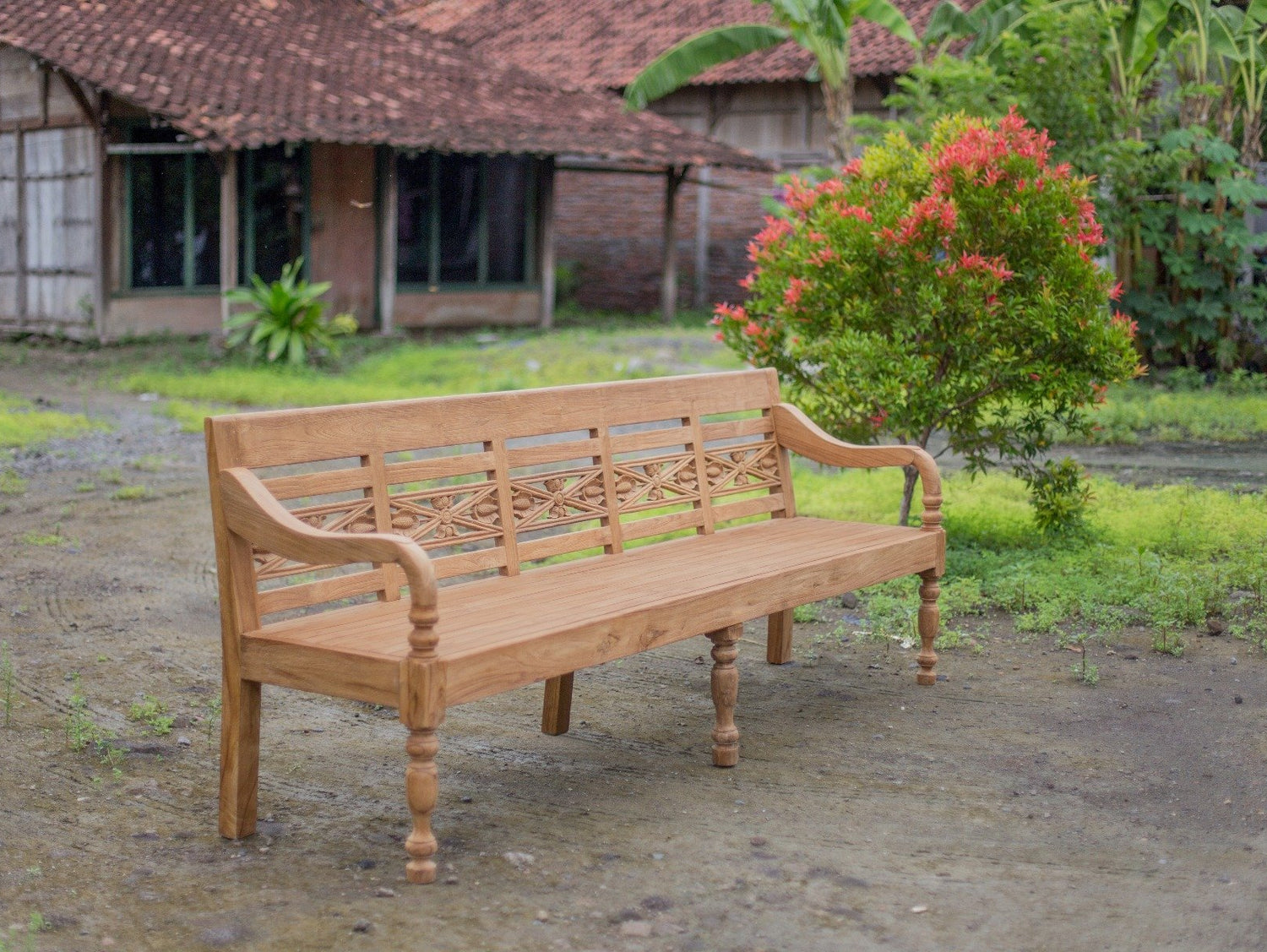 Teak stationsbank 240cm speciaal