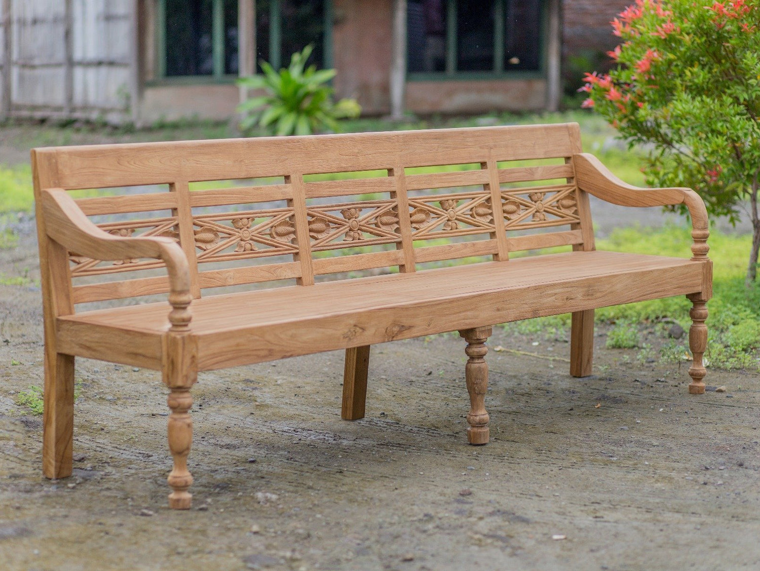 Teak stationsbank 240cm speciaal