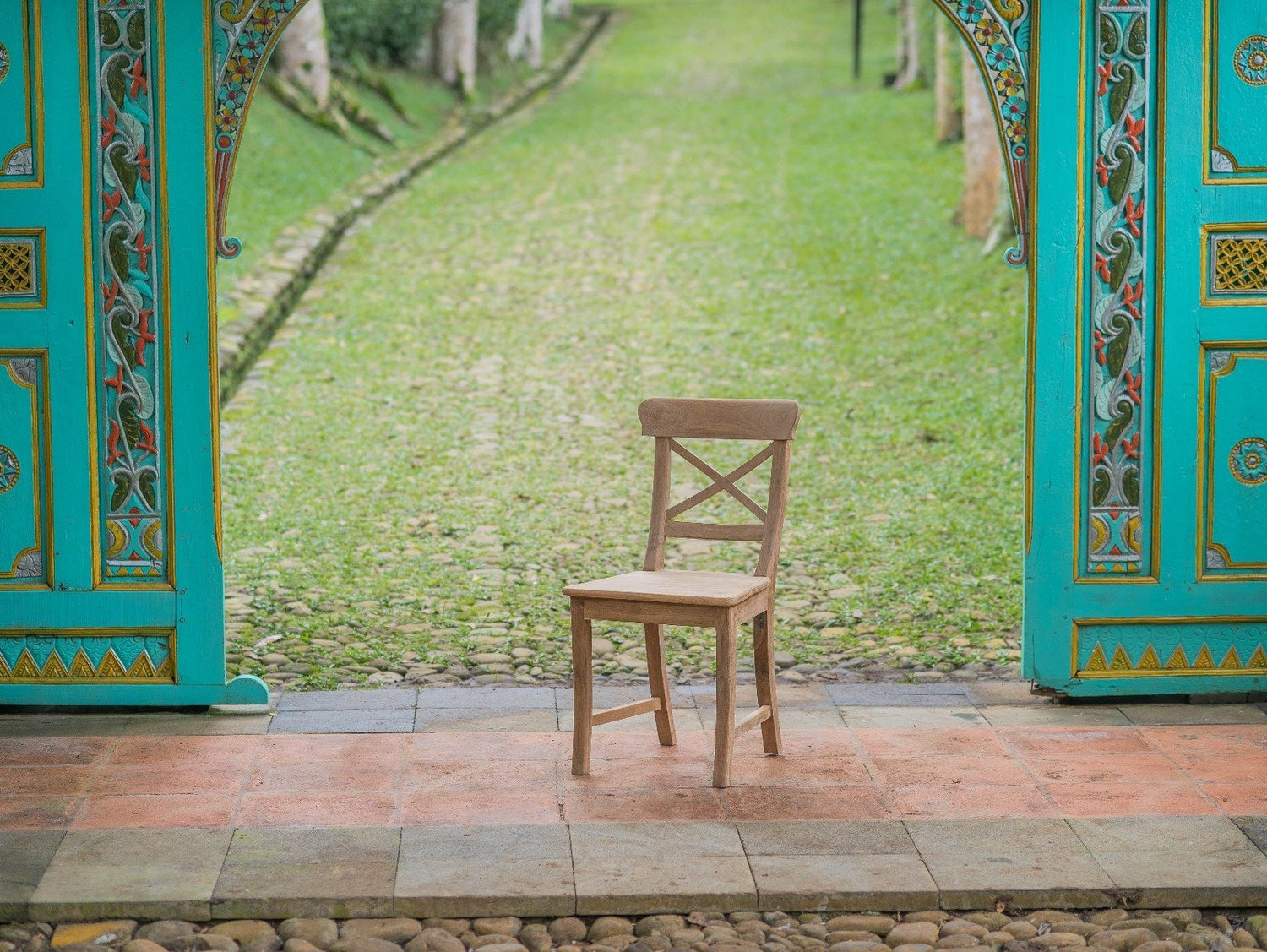 teak stoel mariotto met kruis