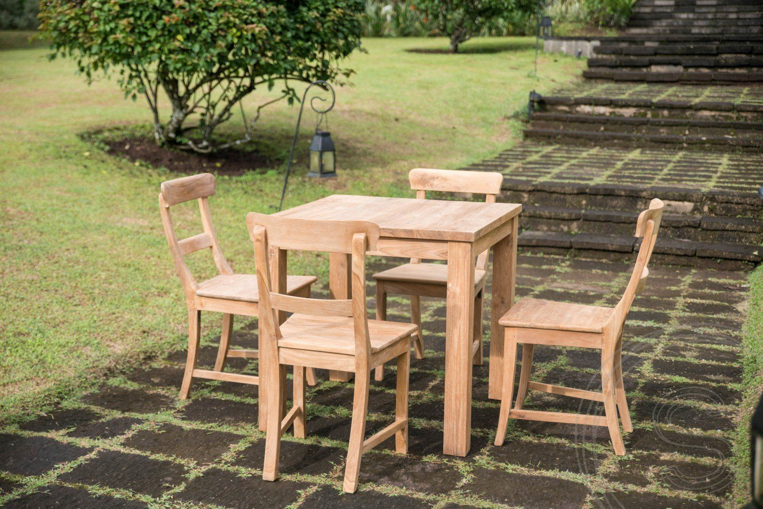 Teak Tisch 80x80 + 4 Stühle