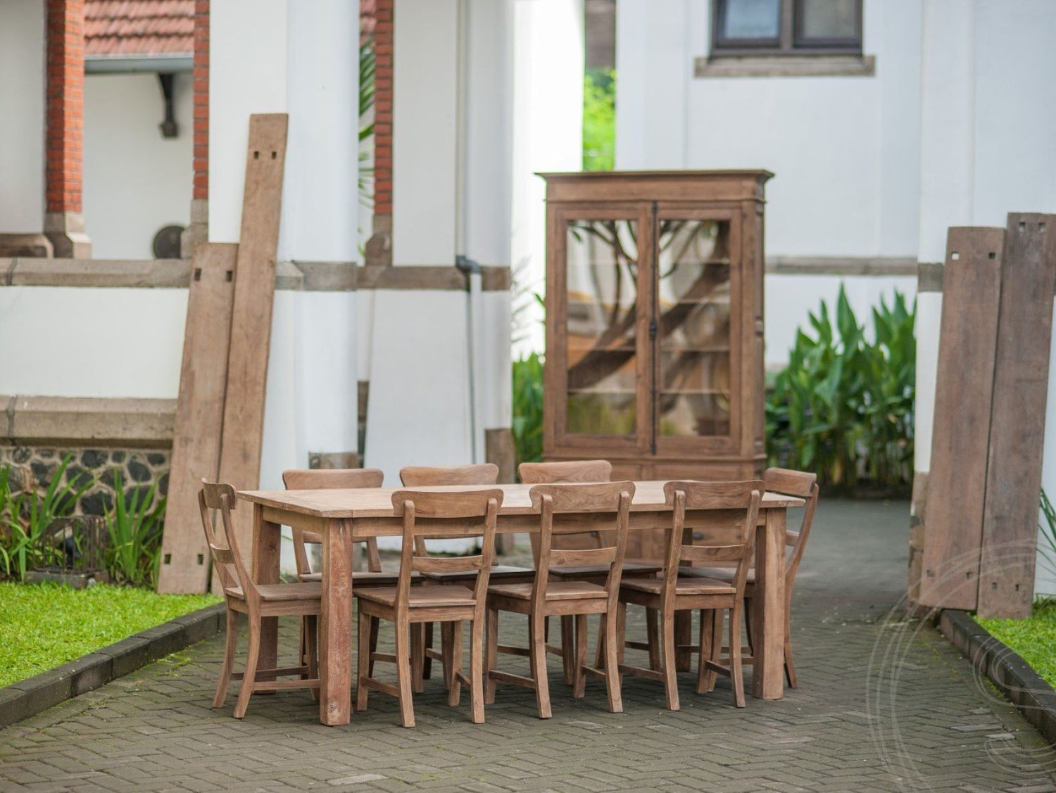 Teak Tisch Dingklik 200x100 + 8 Stühle