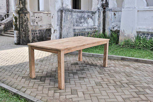Teak Tisch 200x100cm + Bank 200cm + 5 Stuehle