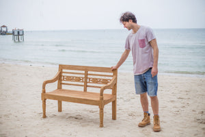 Teak Bahnhofsbank Fish