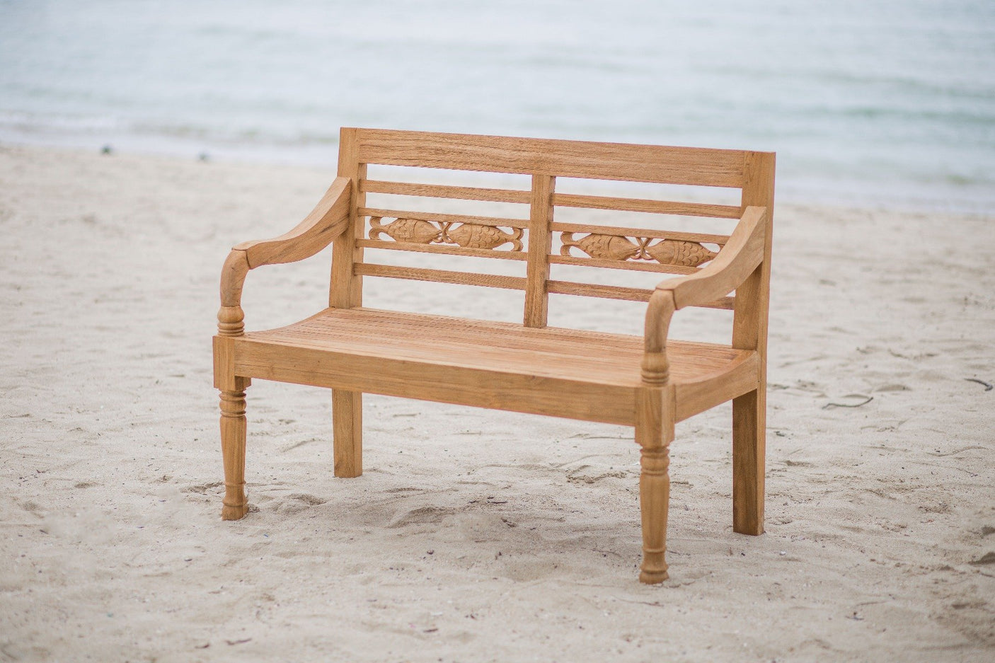 Teak Bahnhofsbank Fish