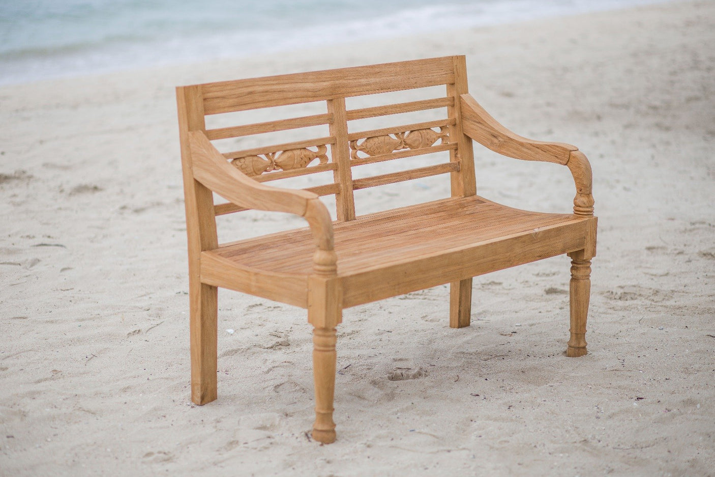 Teak Bahnhofsbank Fish