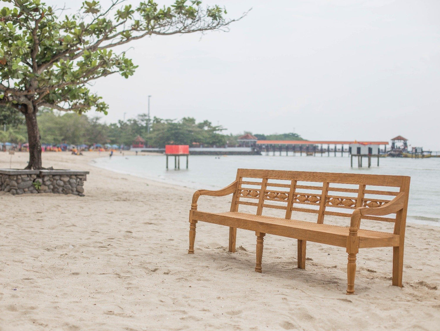 Teak Bahnhofsbank Fish