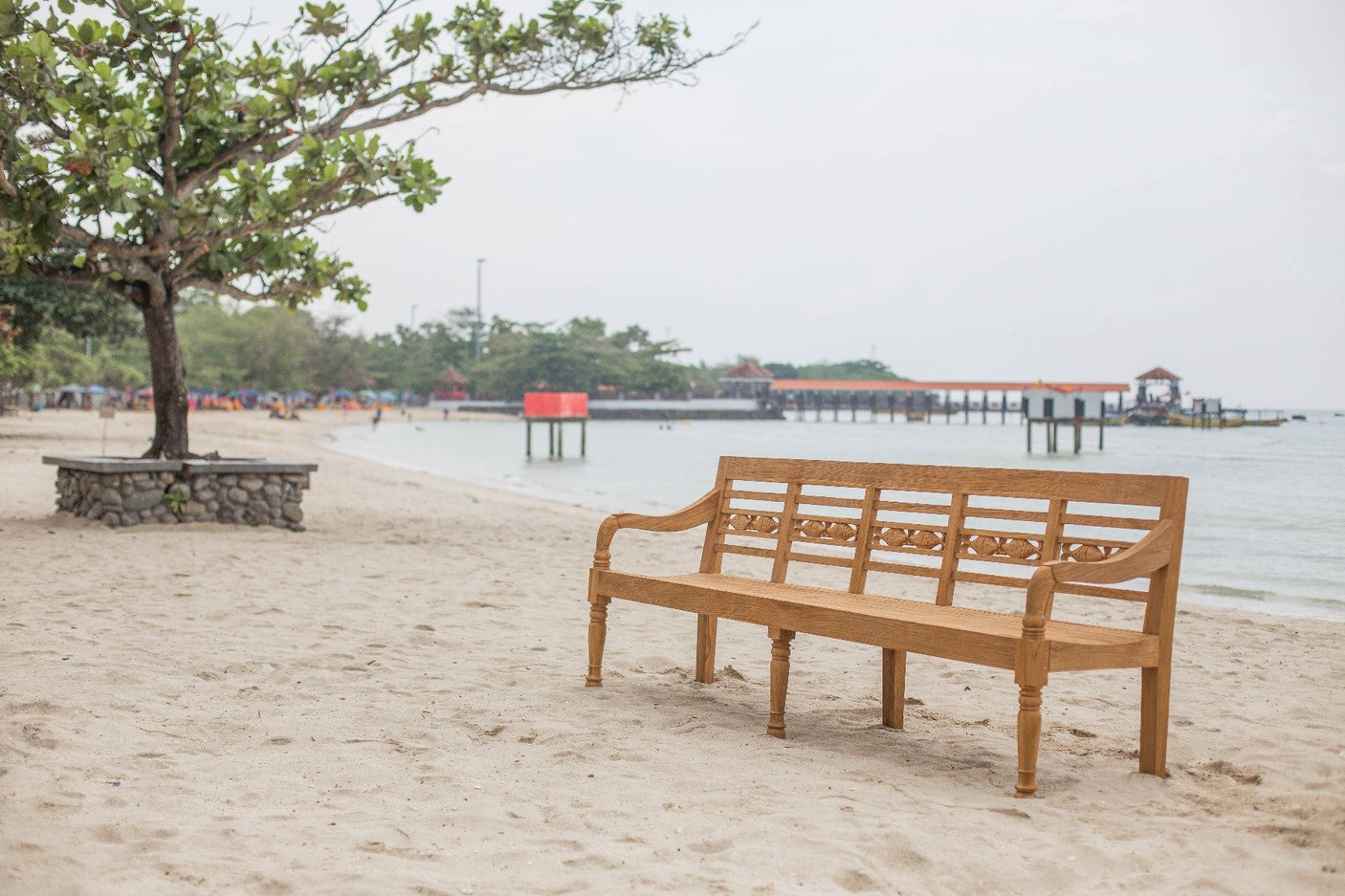 Teak Bahnhofsbank Fish