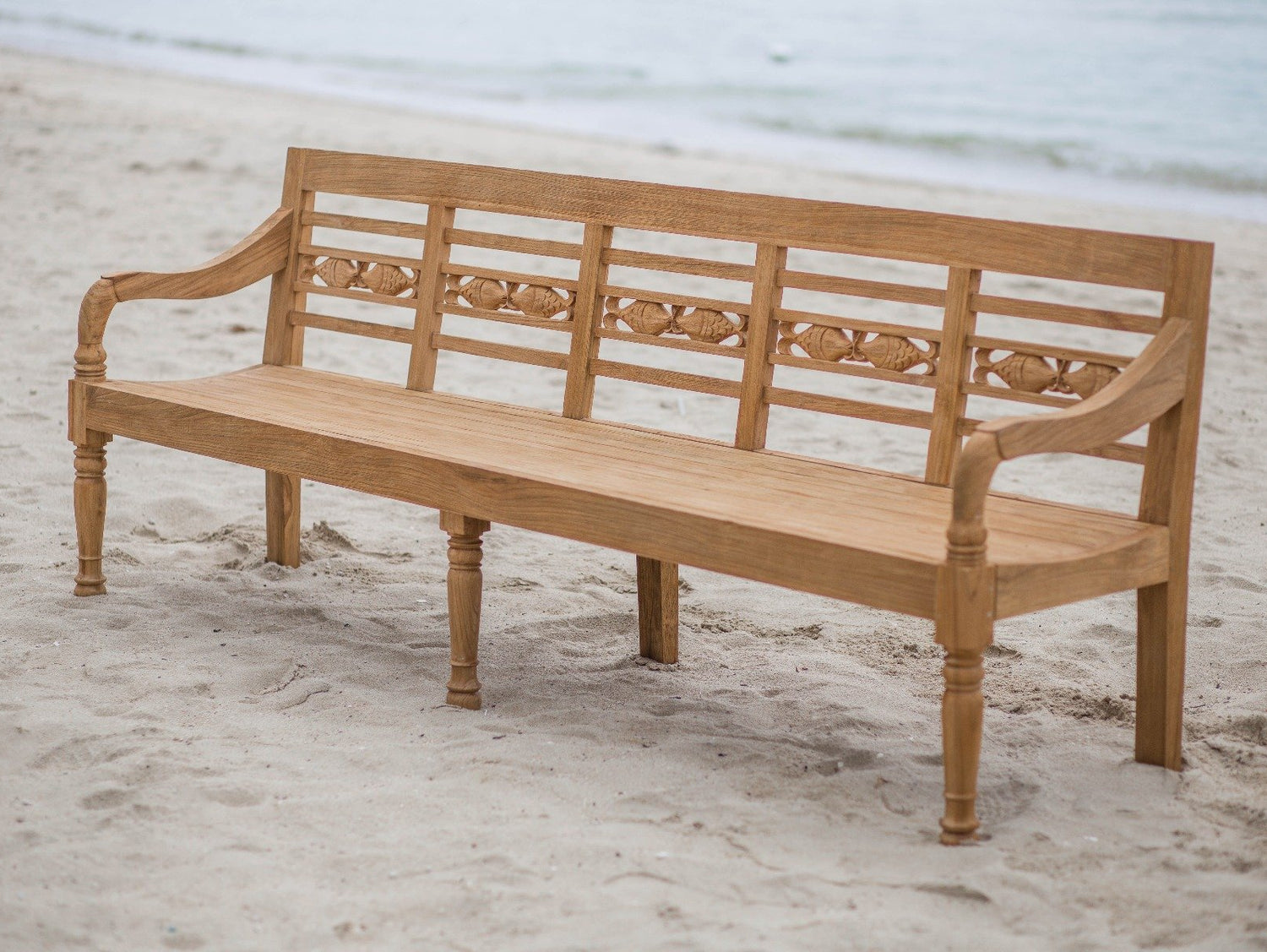 Teak Bahnhofsbank Fish