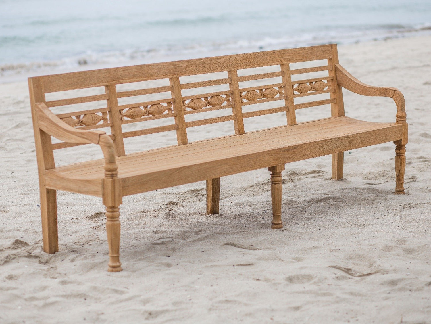 Teak Bahnhofsbank Fish