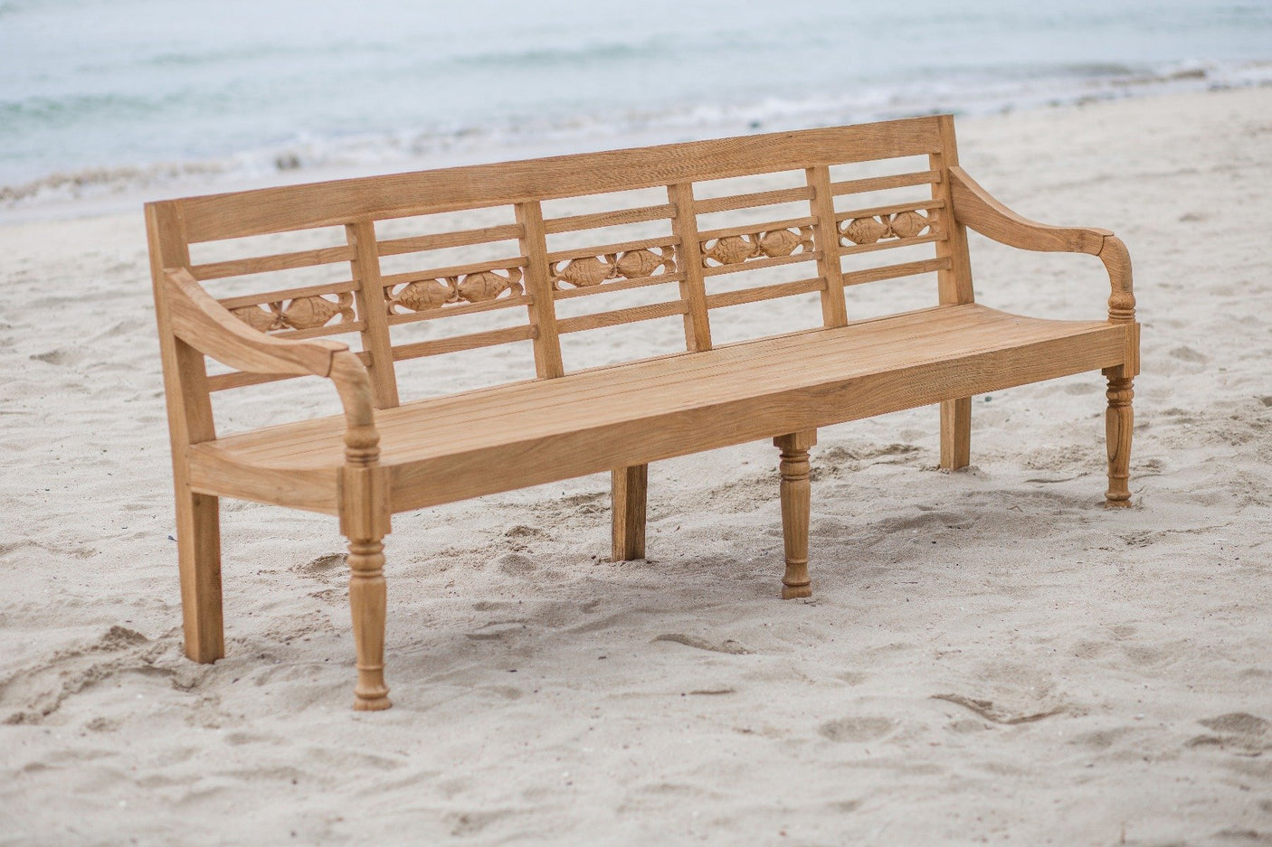 Teak Bahnhofsbank Fish