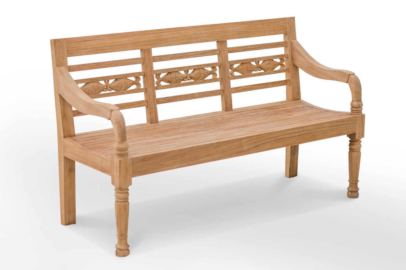 Teak Bahnhofsbank Fish