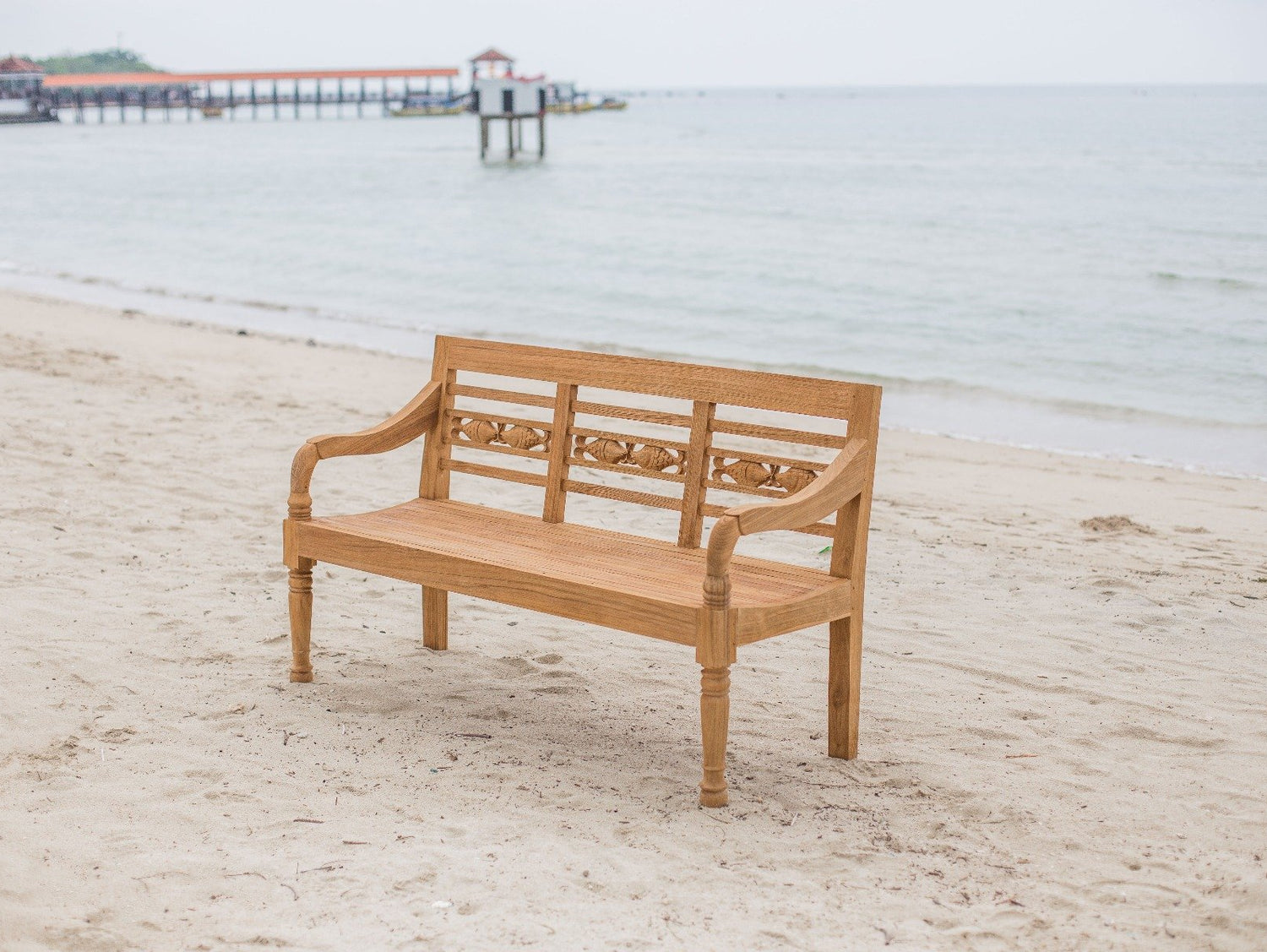 Teak Bahnhofsbank Fish