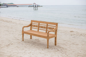 Teak Bahnhofsbank Fish