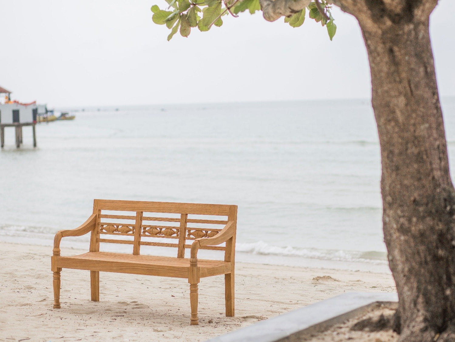 Teak Bahnhofsbank Fish
