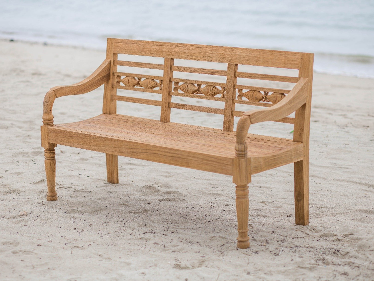 Teak Bahnhofsbank Fish