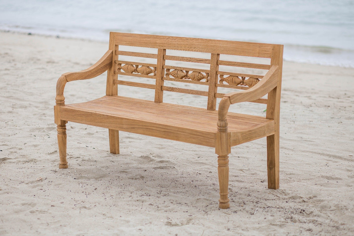 Teak Bahnhofsbank Fish