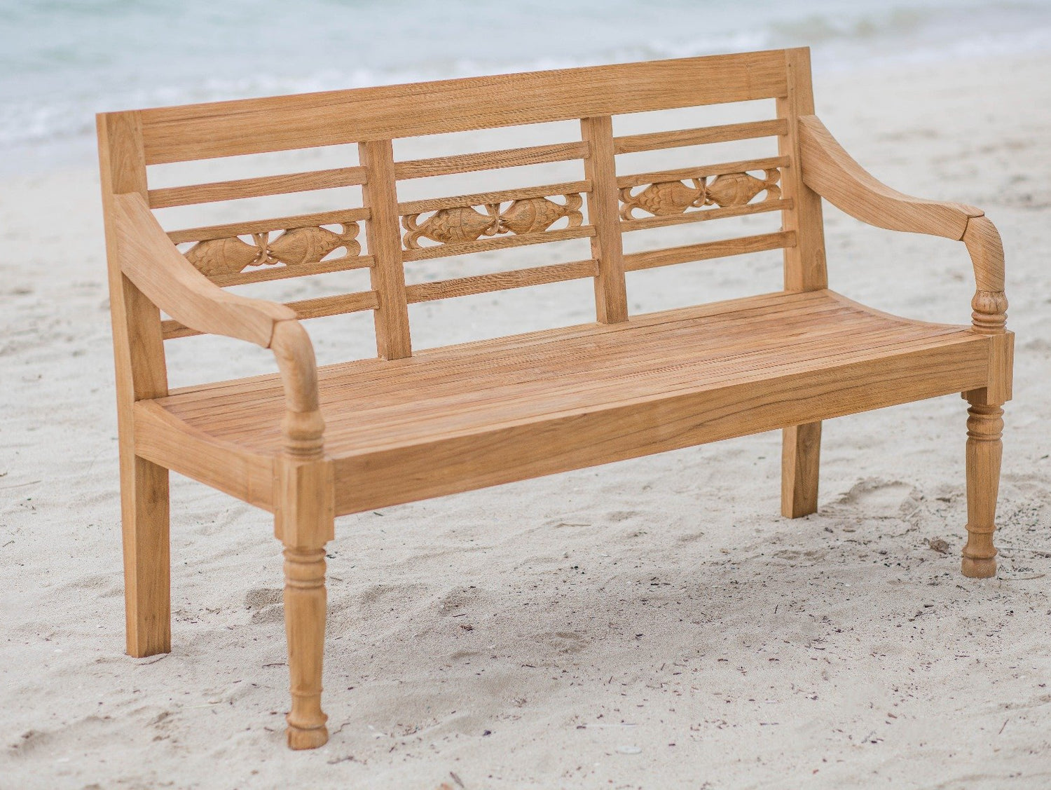 Teak Bahnhofsbank Fish