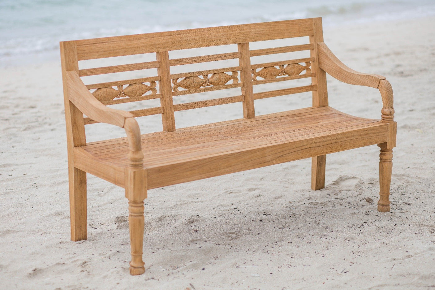 Teak Bahnhofsbank Fish