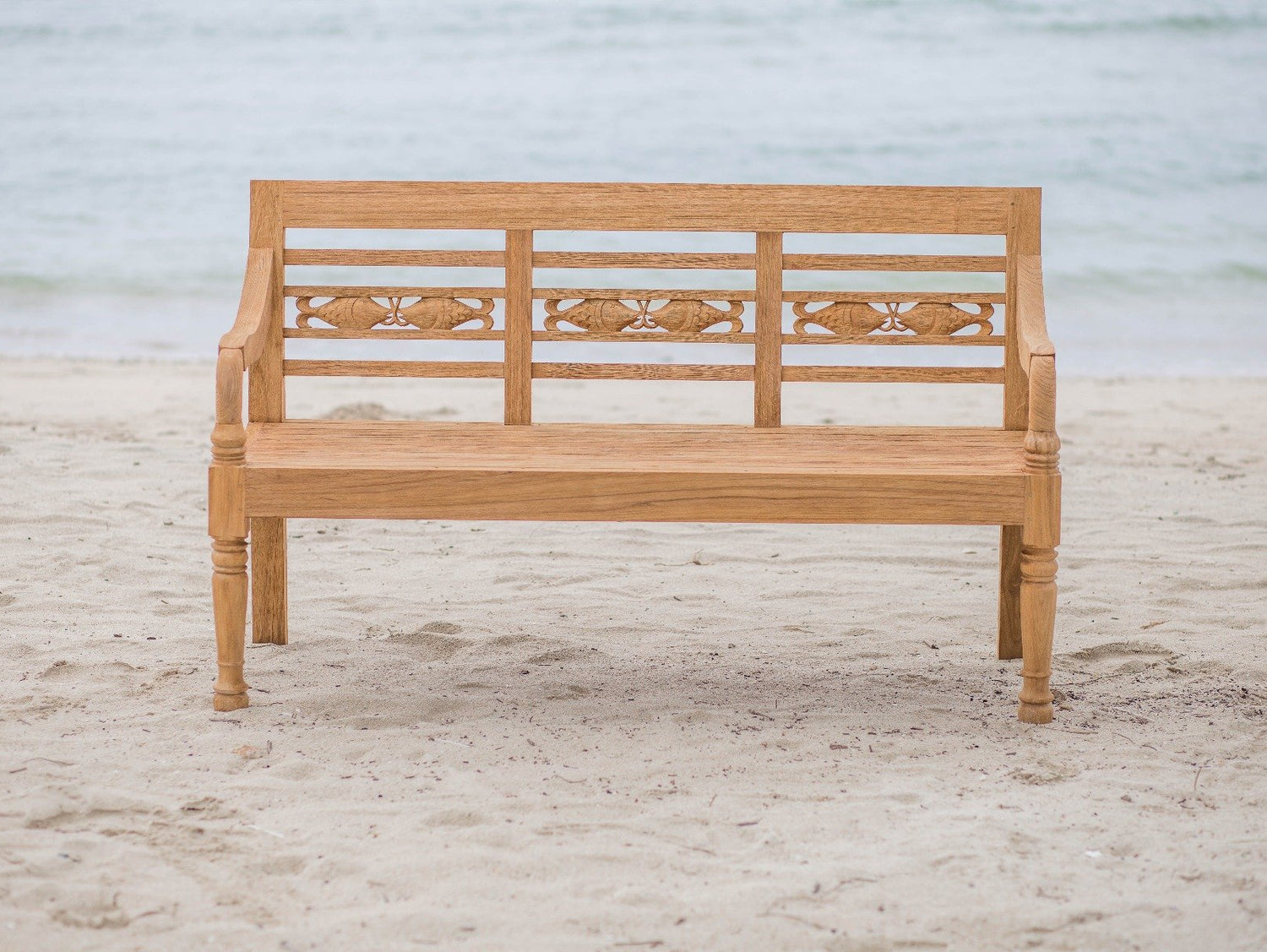 Teak Bahnhofsbank Fish