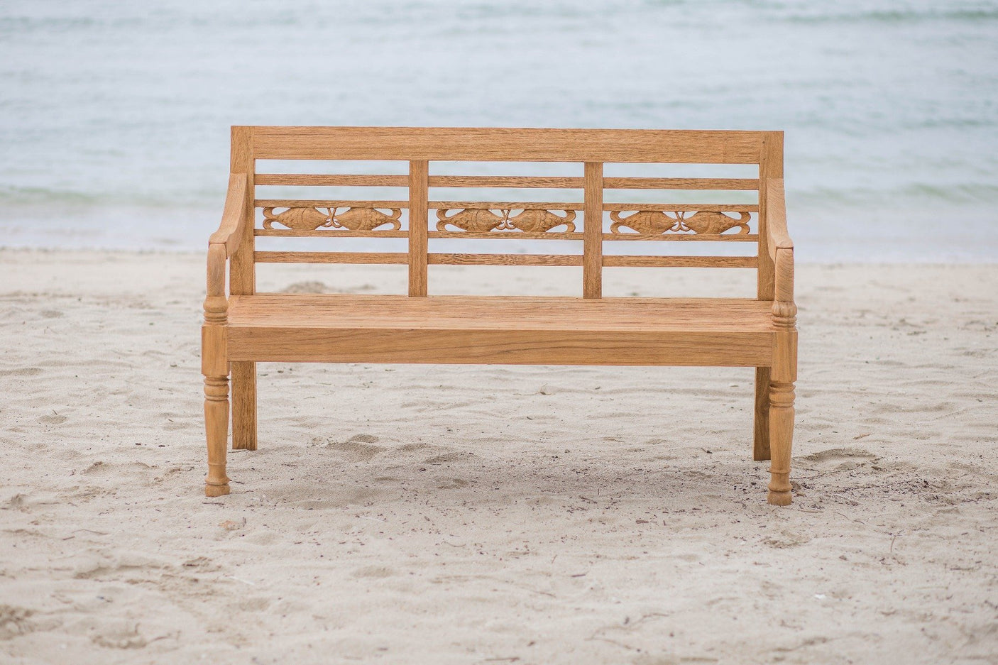 Teak Bahnhofsbank Fish