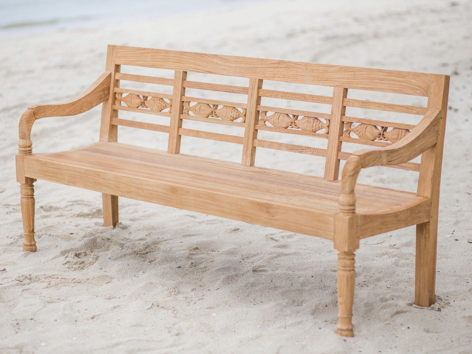 Teak Bahnhofsbank Fish