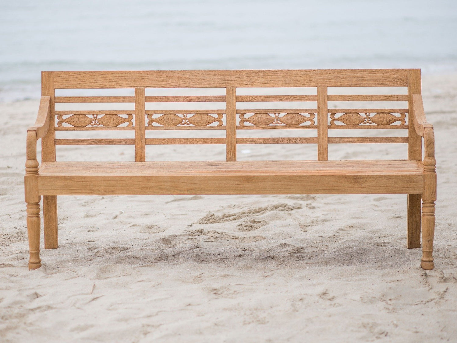 Teak Bahnhofsbank Fish