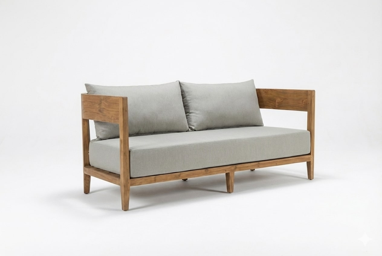 Teak Loungebank Lura 188cm mit Sunproof-Kissen