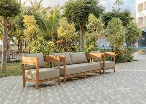 Teak Loungebank Lura 188cm mit Sunproof-Kissen