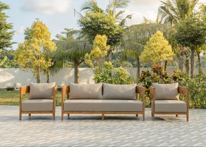 Teak Loungebank Lura 188cm mit Sunproof-Kissen