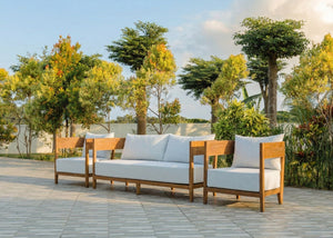 Teak Loungebank Lura 188cm mit Sunproof-Kissen