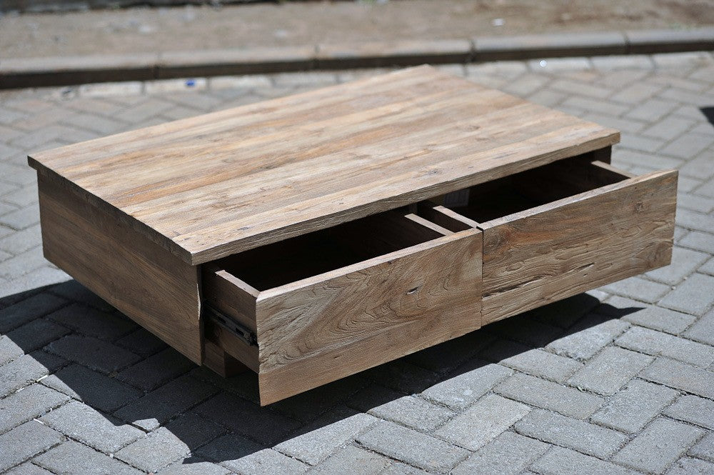 Teak Couchtisch BLOK gebürstet 120x80cm