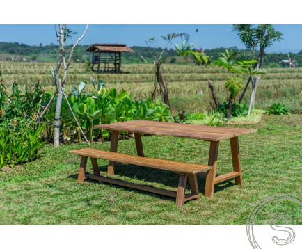 Teak garden table Java 220 x 100 + teak garden bench Java 220