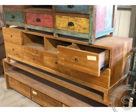 Teak TV-Sideboard mit 6 Schubladen