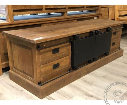 Teak TV-Sideboard Stahl