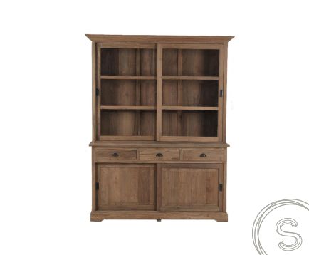 teak vitrinekast 160cm