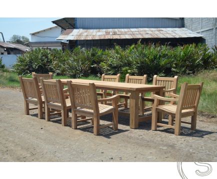 Teak tuintafel Mammoet 300cm + 8 tuinstoelen Mammoet