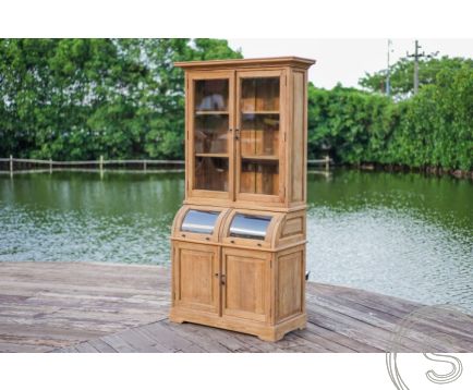 Teak Schrank mit runder Klappe 114cm