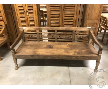 Teak Bahnhofsbank Antik