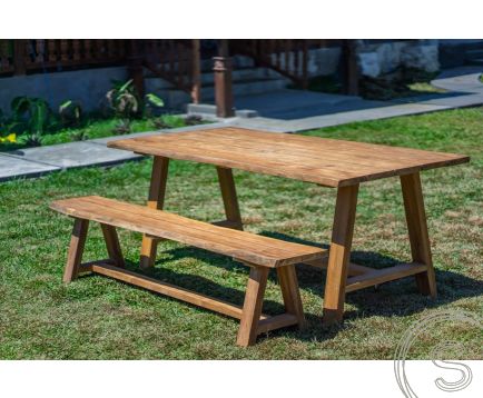 Teak garden table Java 200 x 100 + teak garden bench Java 200