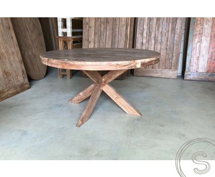Teak Esstisch Rund Cross 160cm