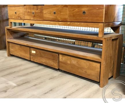 Teak TV-Sideboard mit 3 Schubladen