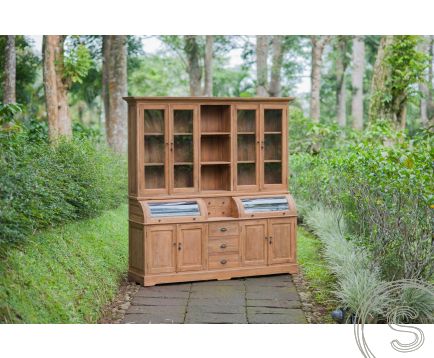 Teak Schrank mit runder Klappe 210cm
