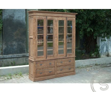 Teak kast 4 deurs oud hout Paris