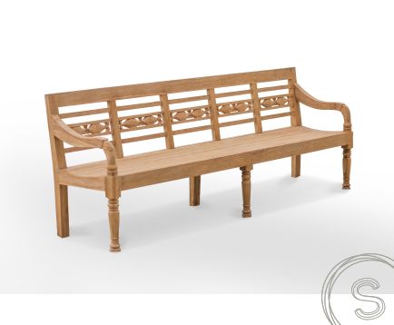 Teak vissenbank 240cm - stationsbank