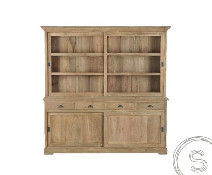 Teak vitrinekast 200cm