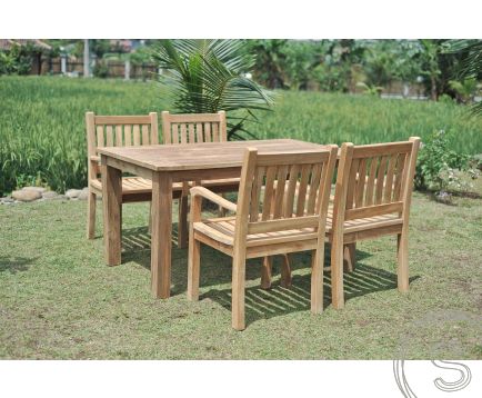 Teak tuintafel 160x90cm + 4 beaufort stoelen